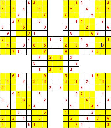 由5个9×9数独拼合的武士数独