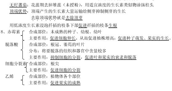 高二生物必修一植物的激素調節知識點總結